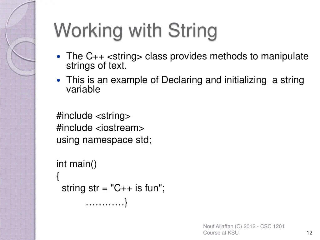 working with string