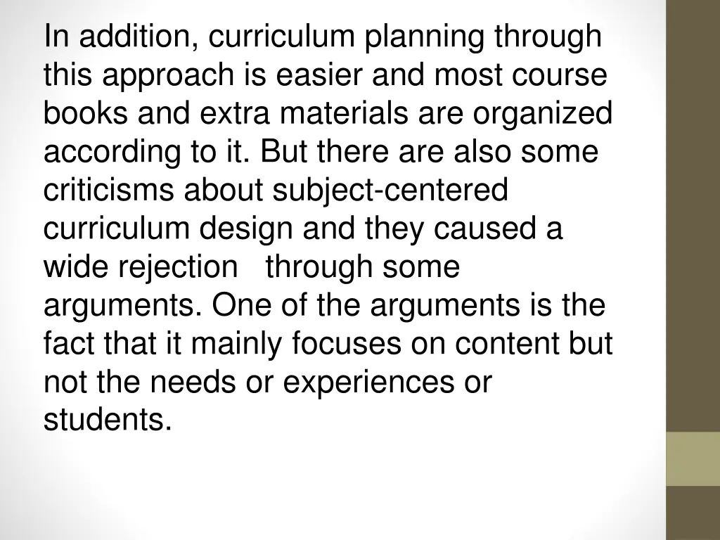 in addition curriculum planning through this