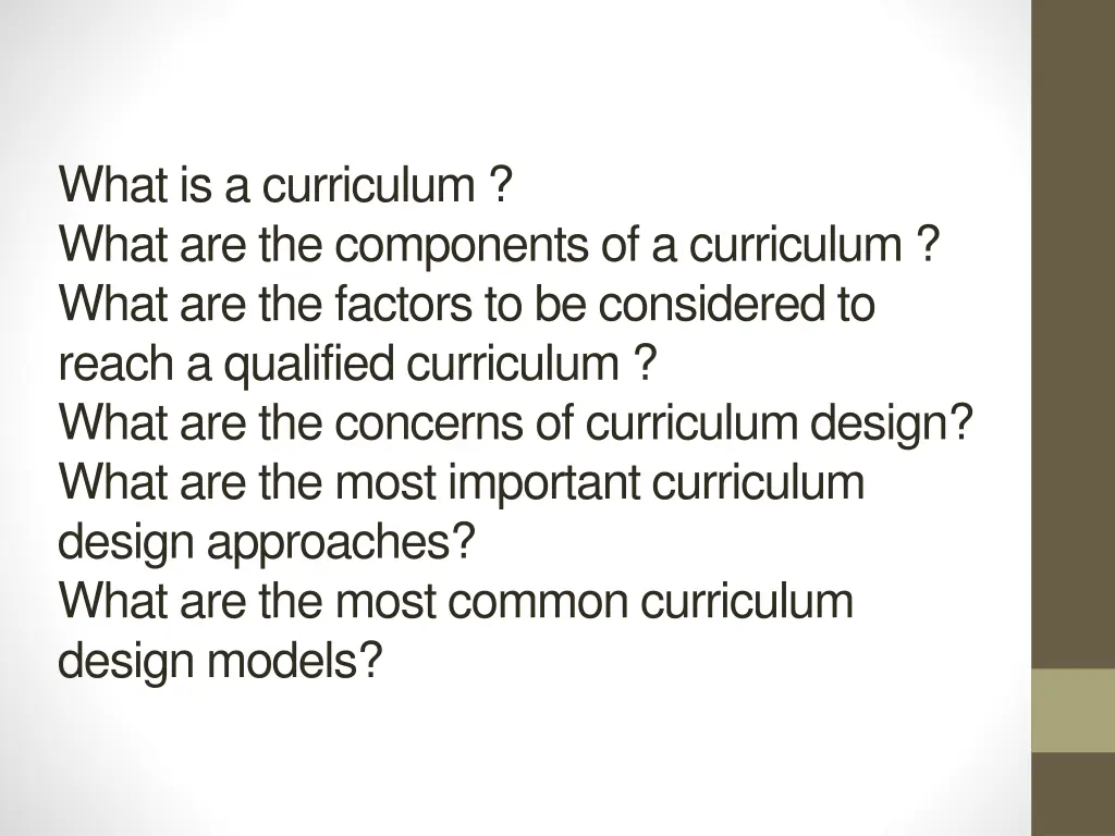 what is a curriculum what are the components