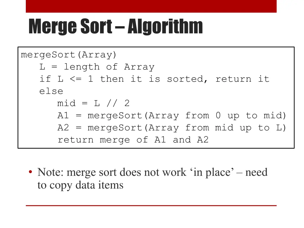 merge sort algorithm