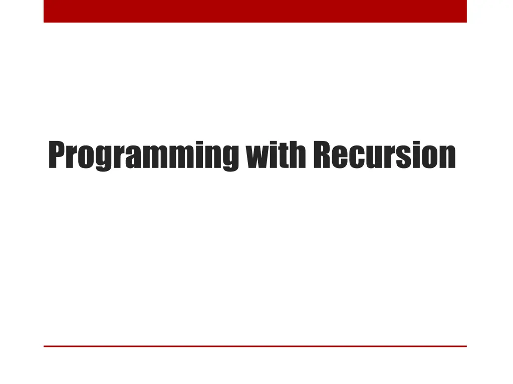 programming with recursion