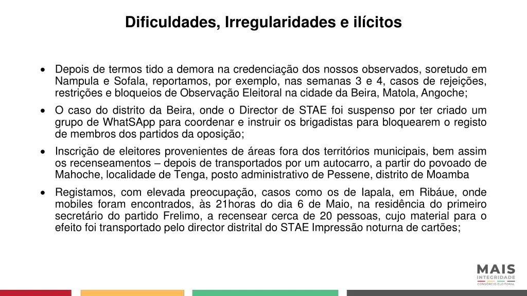 dificuldades irregularidades e il citos