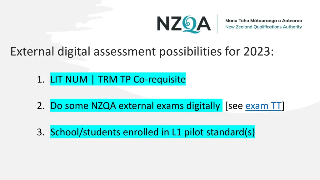 external digital assessment possibilities for 2023