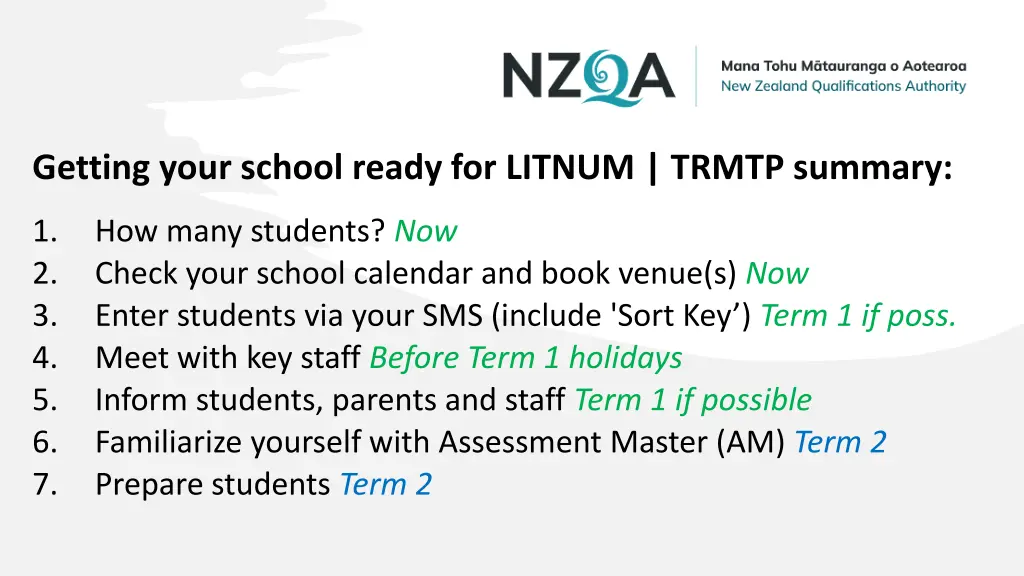 getting your school ready for litnum trmtp summary