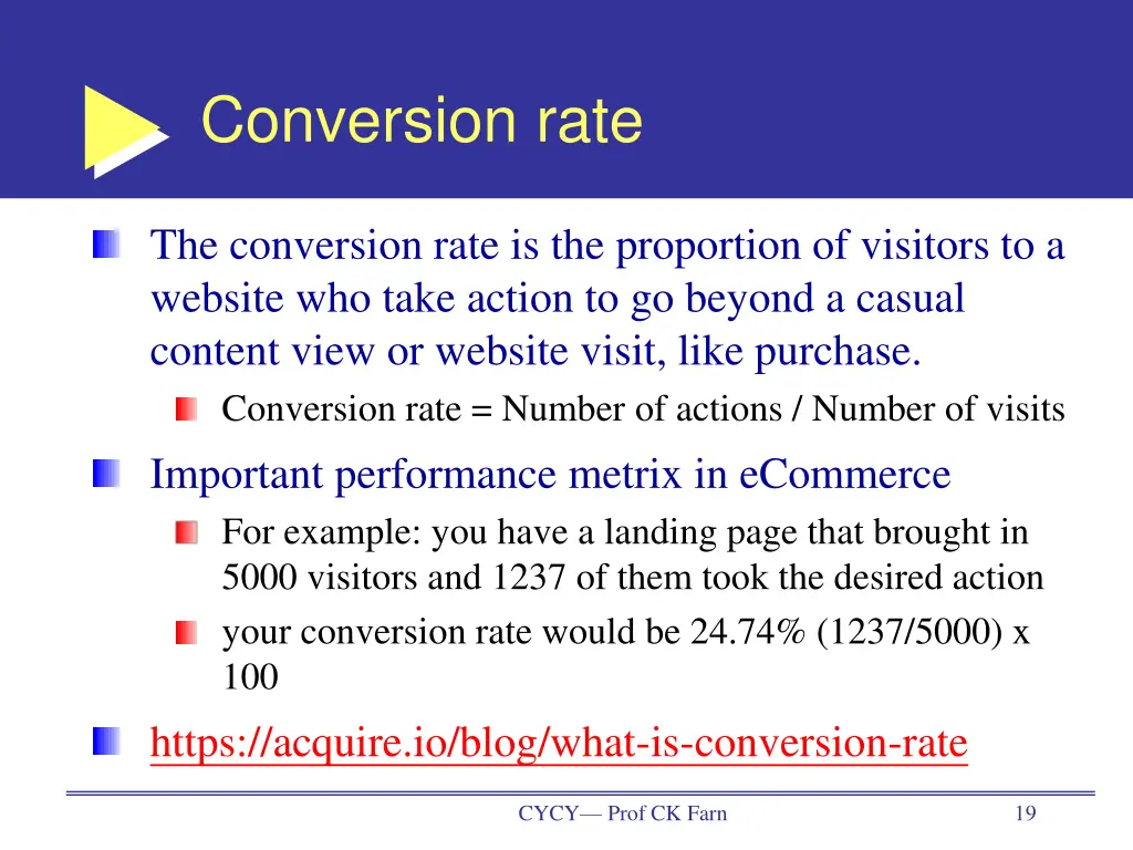 conversion rate