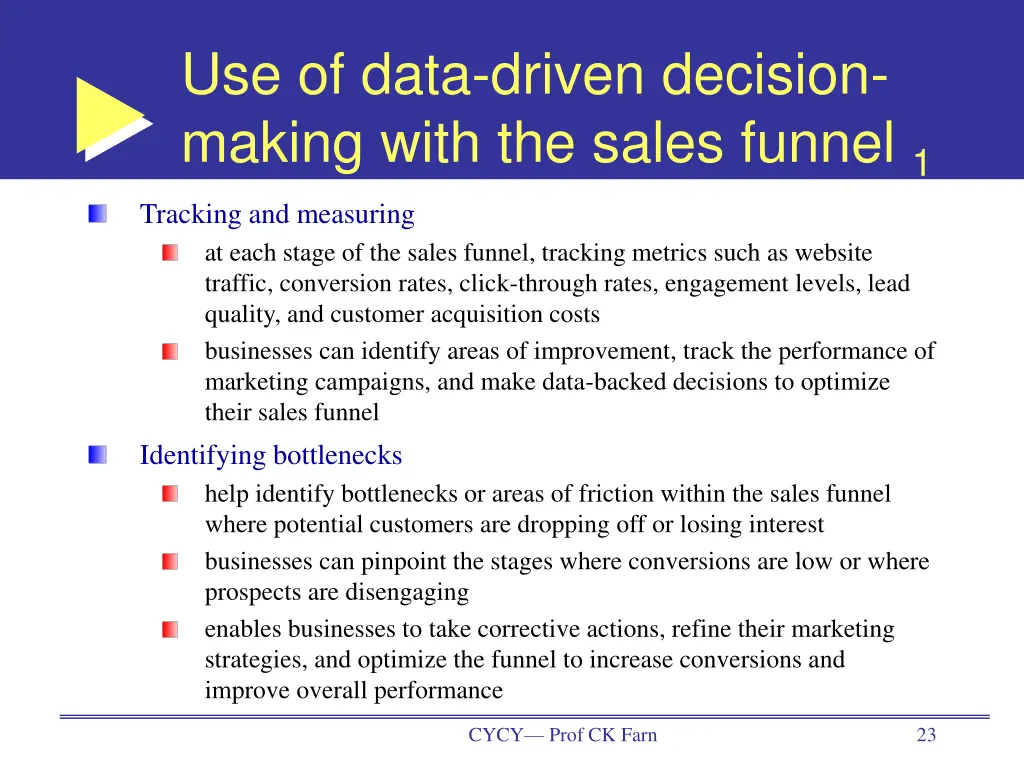 use of data driven decision making with the sales
