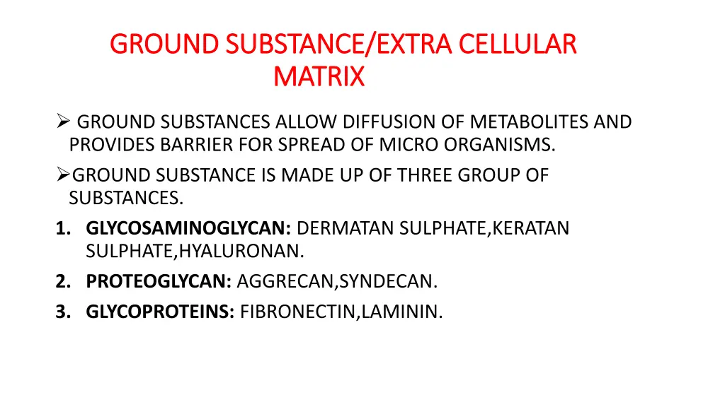ground substance extra cellular ground substance