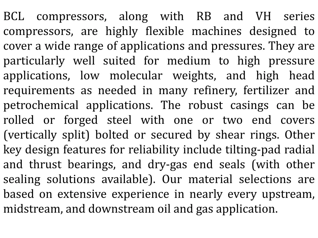bcl compressors along with rb and vh series