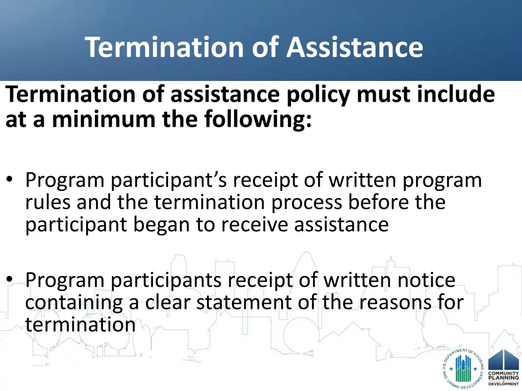 termination of assistance 1