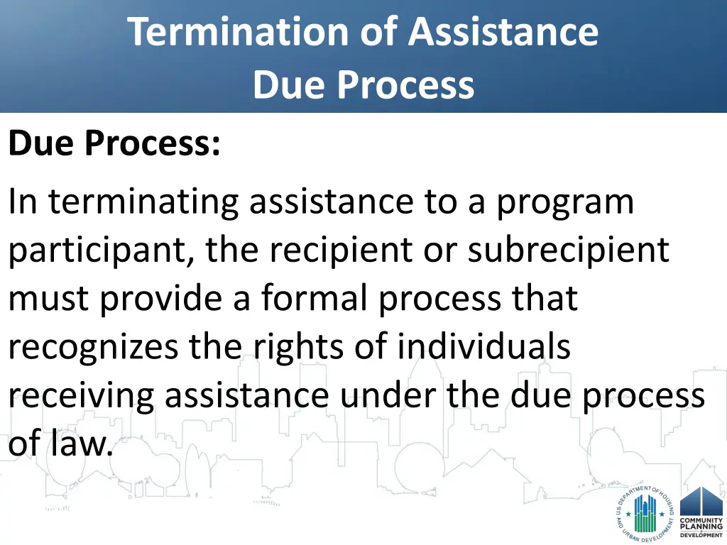 termination of assistance due process