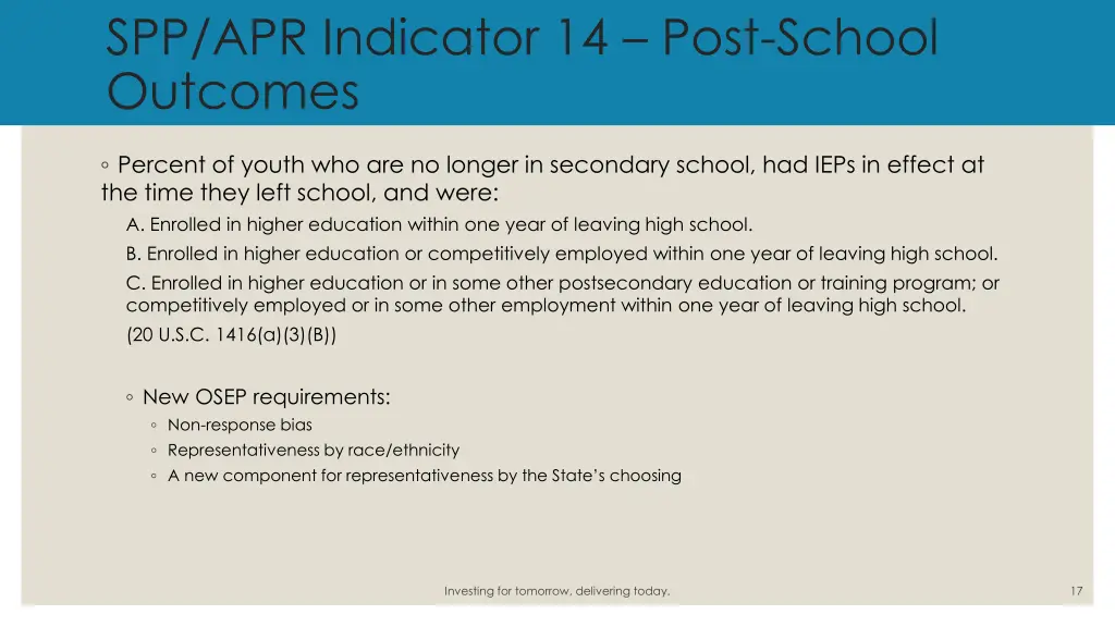 spp apr indicator 14 post school outcomes