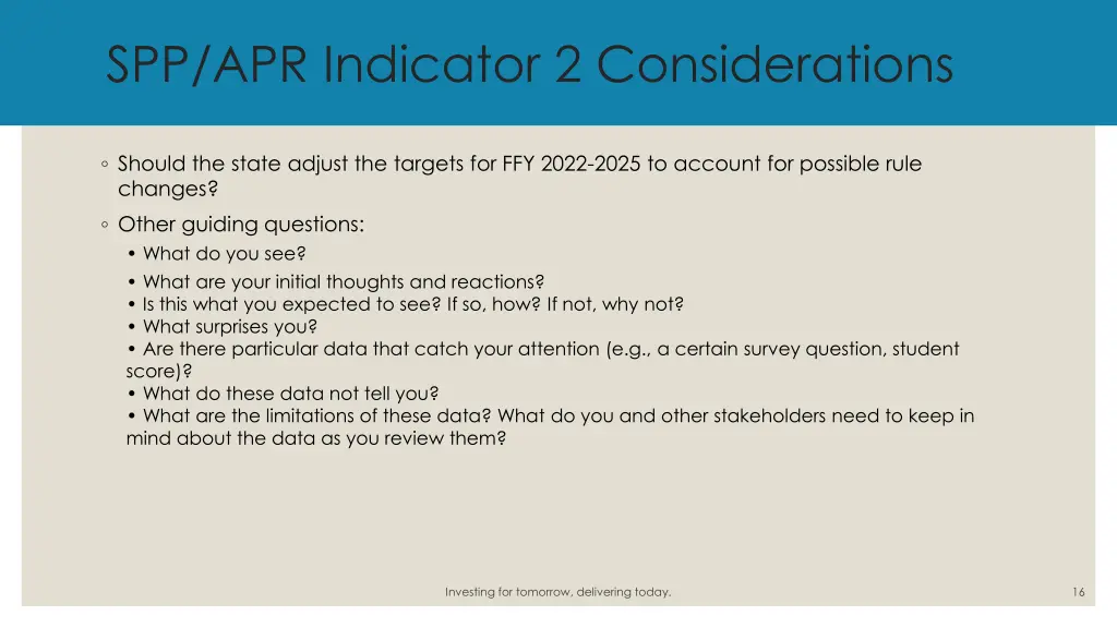 spp apr indicator 2 considerations