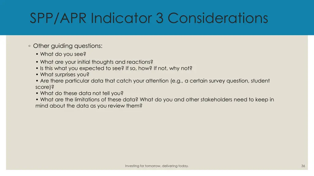 spp apr indicator 3 considerations