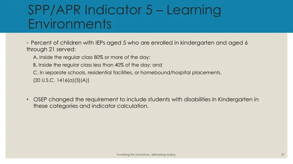spp apr indicator 5 learning environments