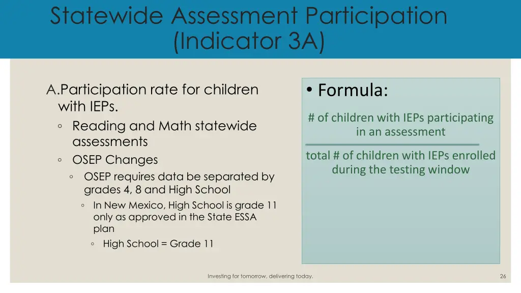 statewide assessment participation indicator 3a