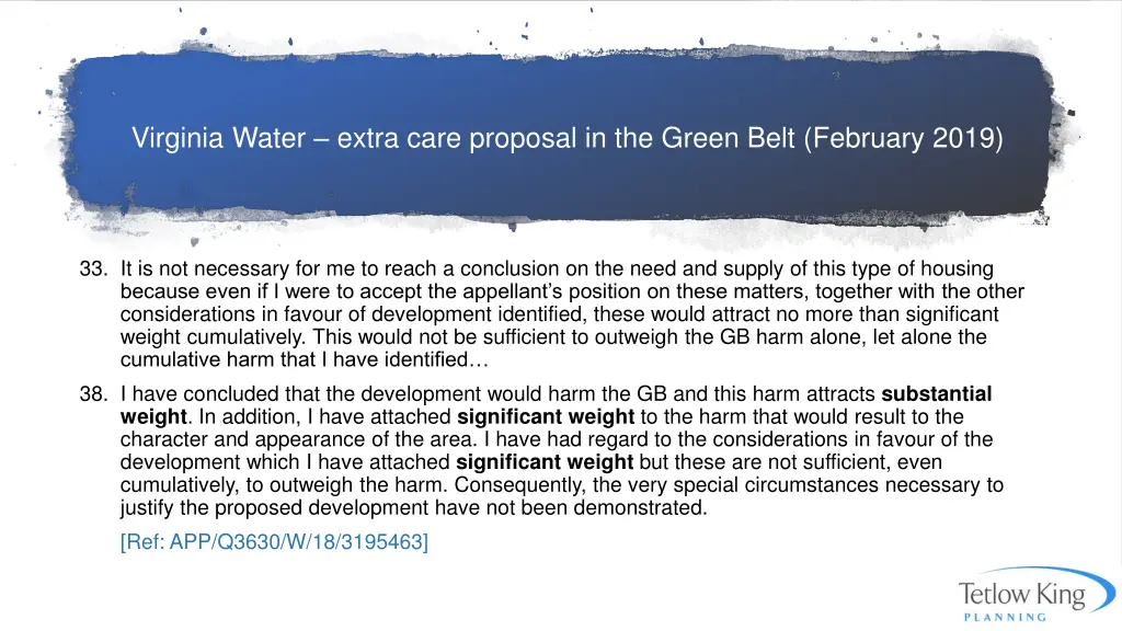 virginia water extra care proposal in the green