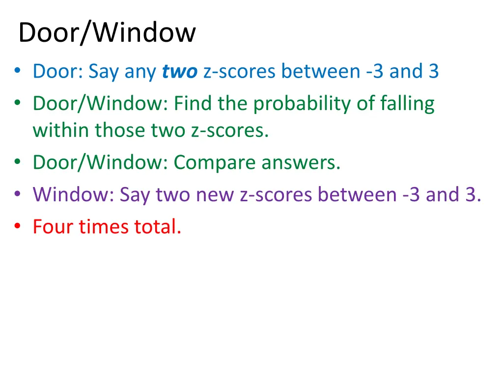 door window door say any two z scores between