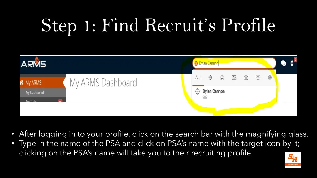 step 1 find recruit s profile