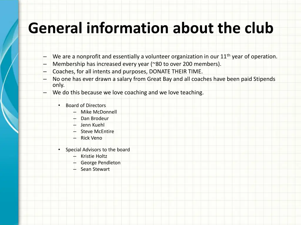 general information about the club