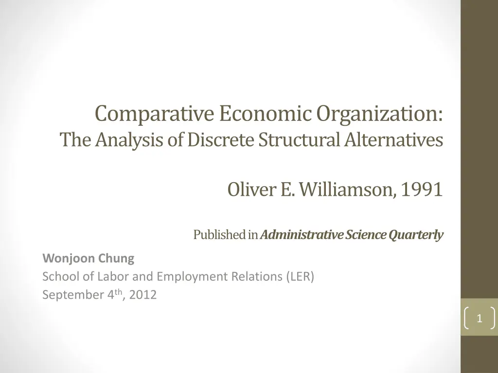 comparative economic organization the analysis