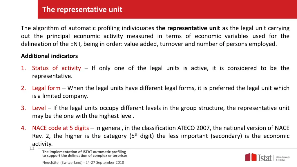 the representative unit