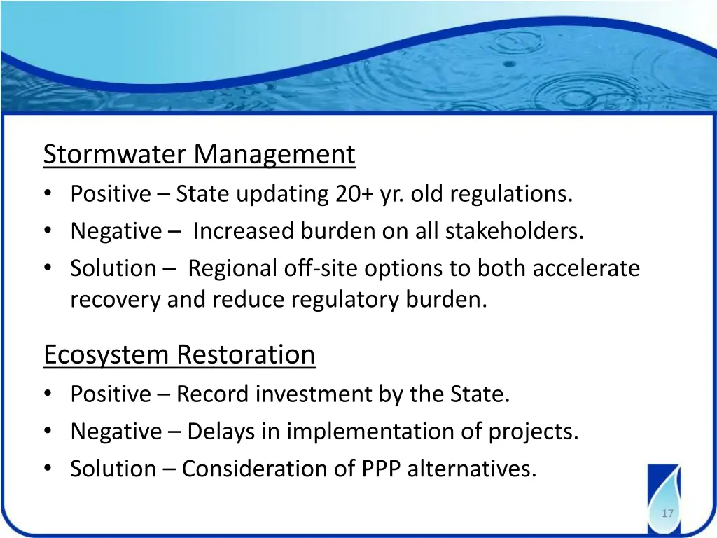 stormwater management positive state updating
