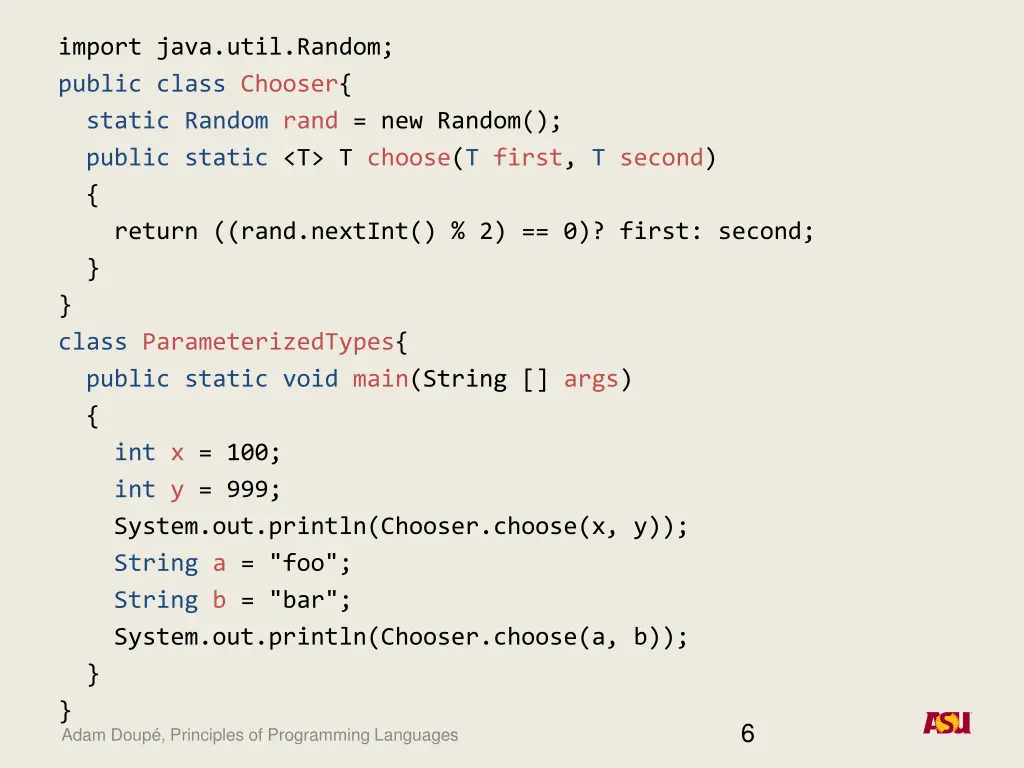 import java util random public class chooser