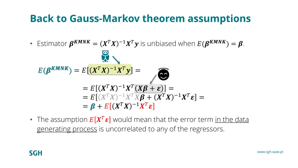back to gauss markov theorem assumptions