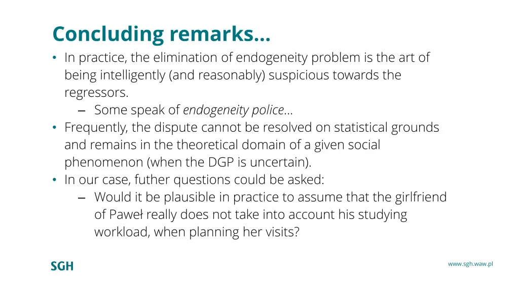 concluding remarks in practice the elimination
