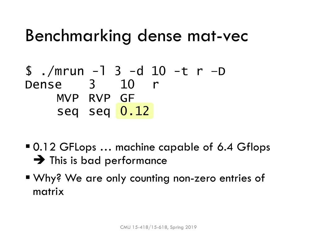 benchmarking dense mat vec