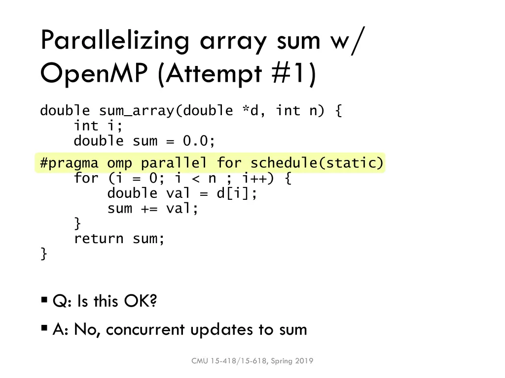 parallelizing array sum w openmp attempt 1