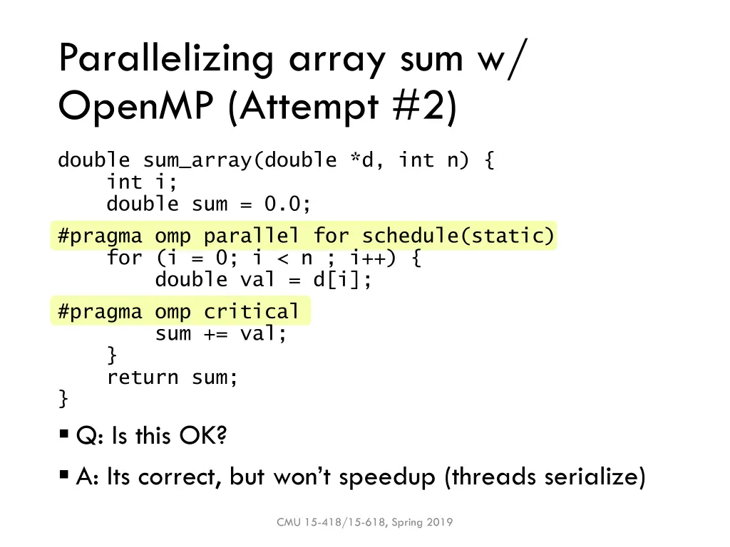 parallelizing array sum w openmp attempt 2