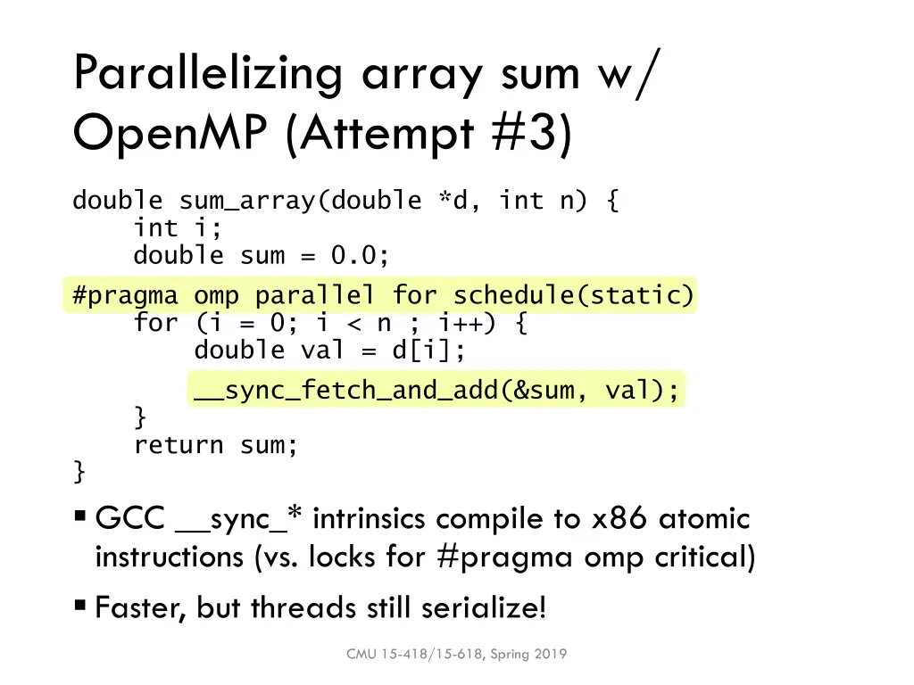parallelizing array sum w openmp attempt 3