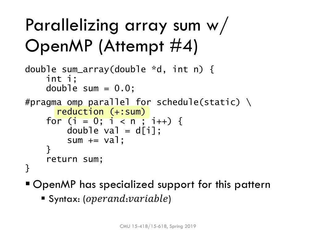 parallelizing array sum w openmp attempt 4