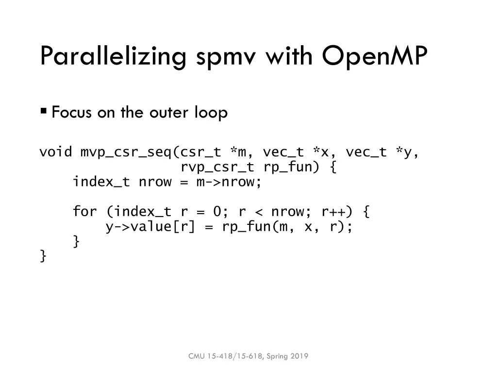 parallelizing spmv with openmp