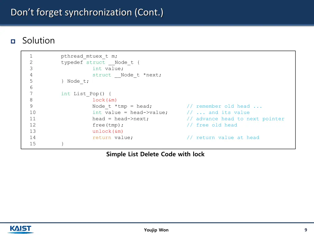 don t forget synchronization cont