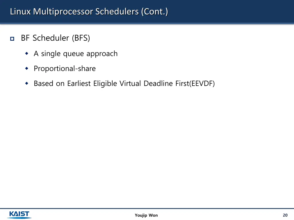 linux multiprocessor schedulers cont