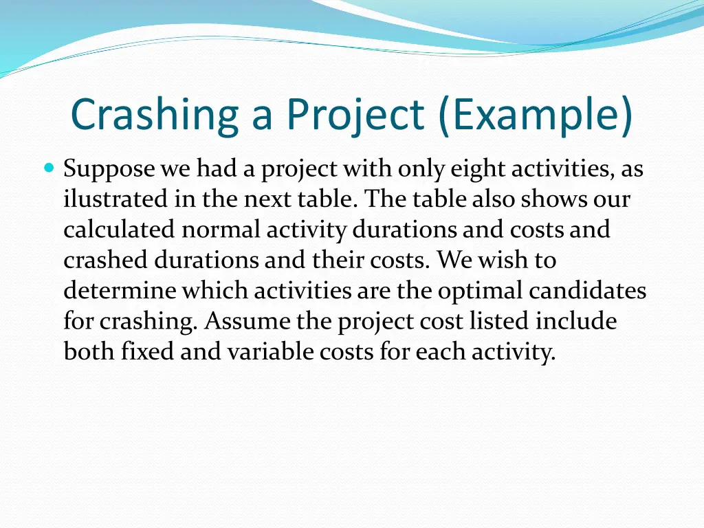 crashing a project example