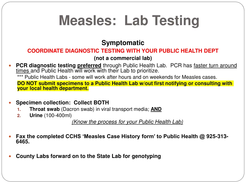 measles lab testing