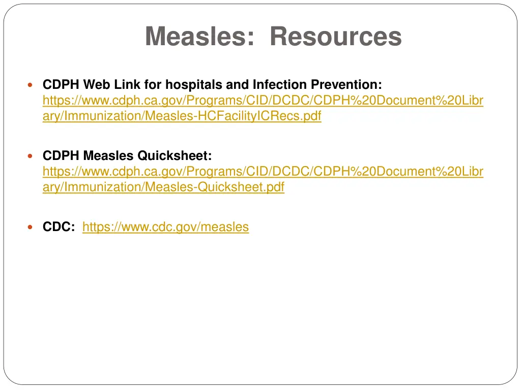 measles resources