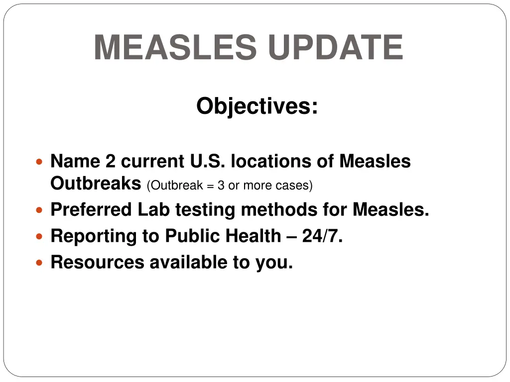 measles update 1