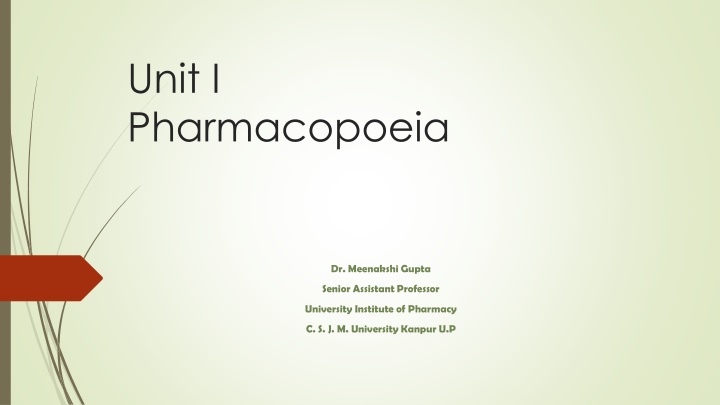 unit i pharmacopoeia