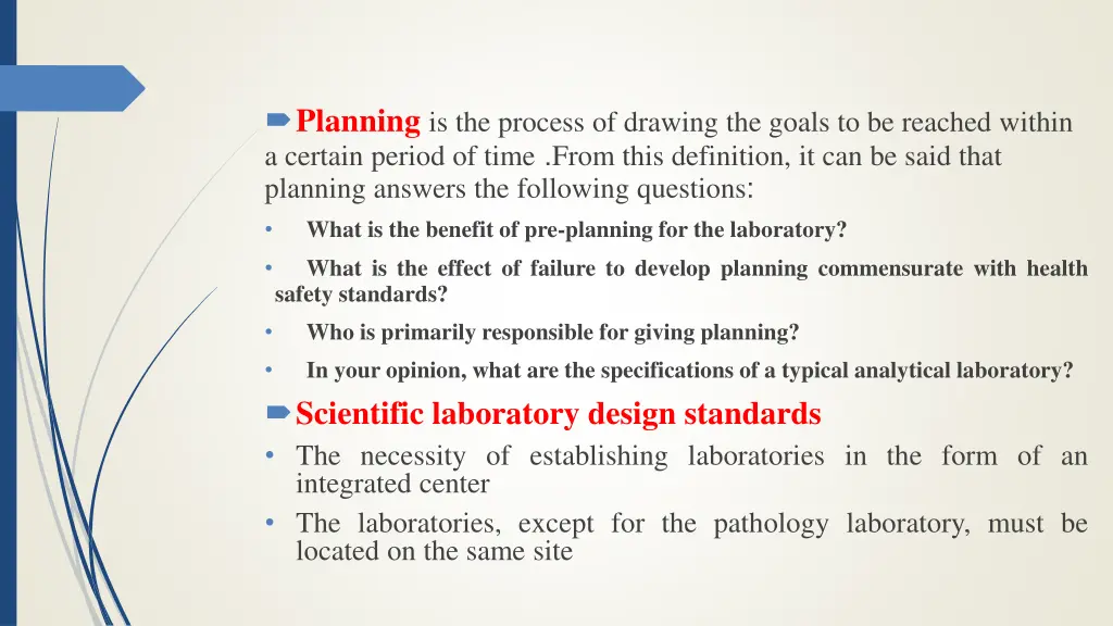 planning is the process of drawing the goals