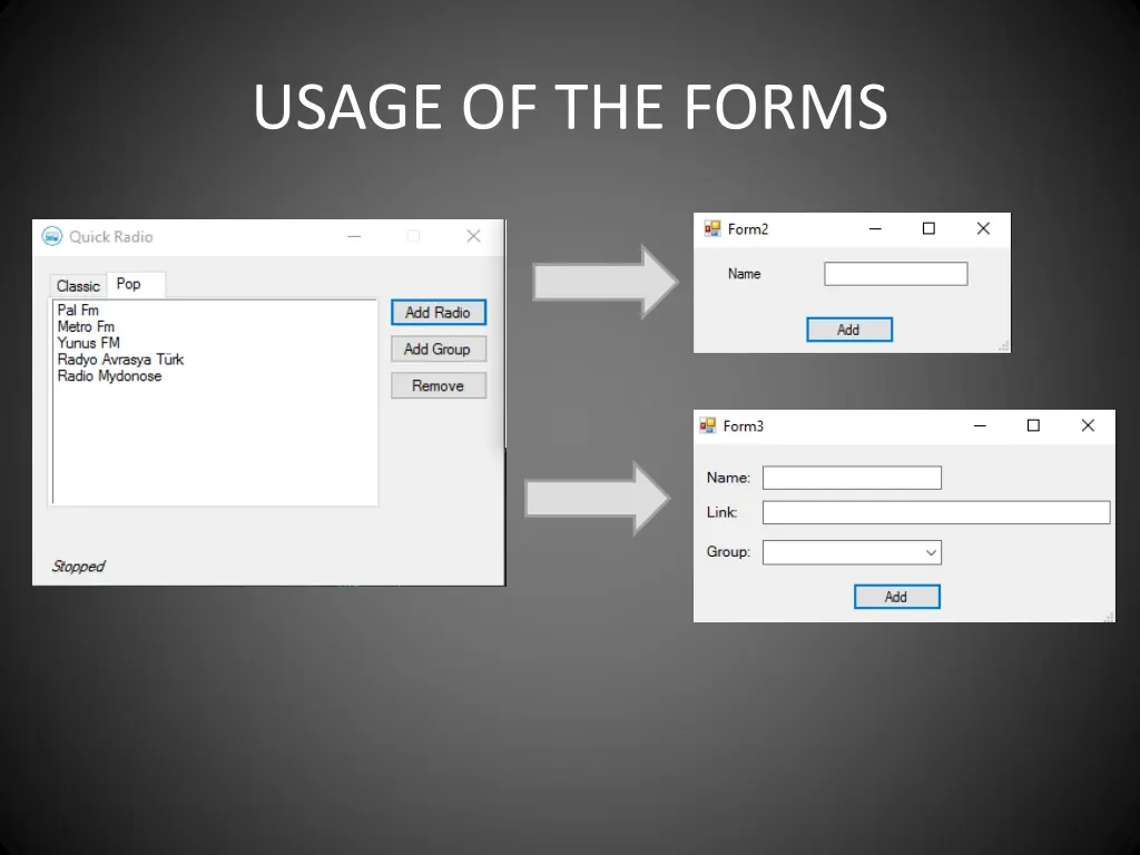usage of the forms