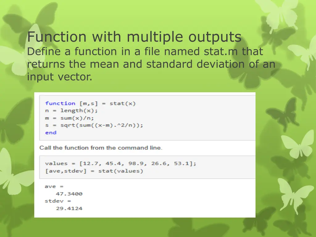 function with multiple outputs define a function