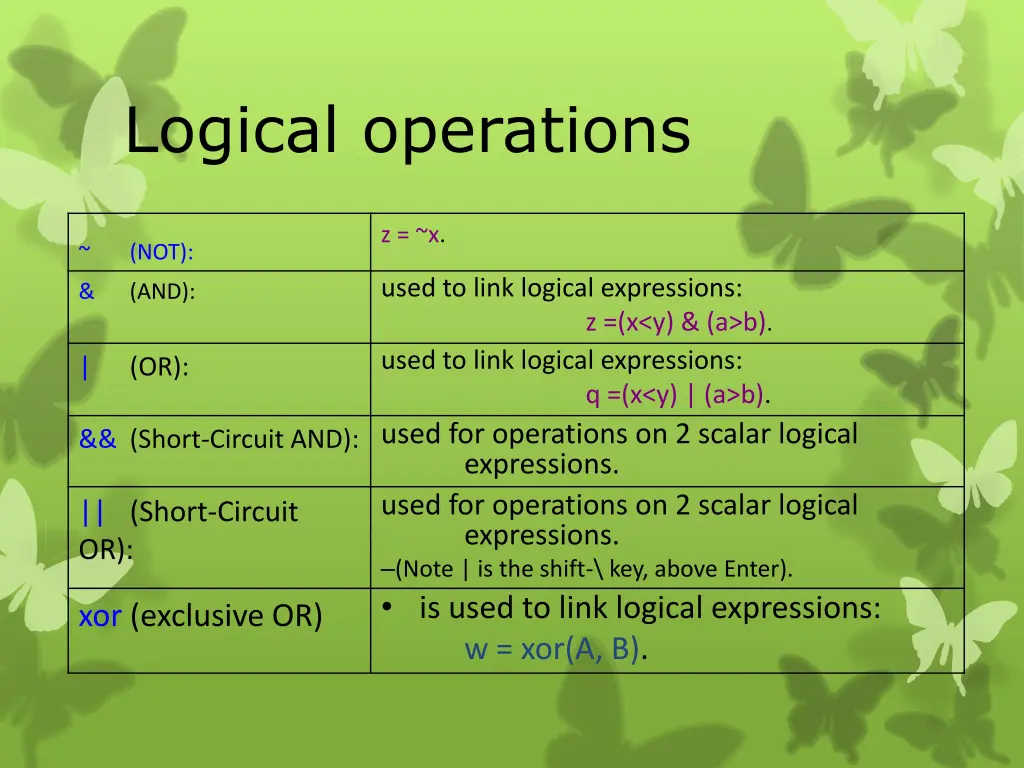 logical operations
