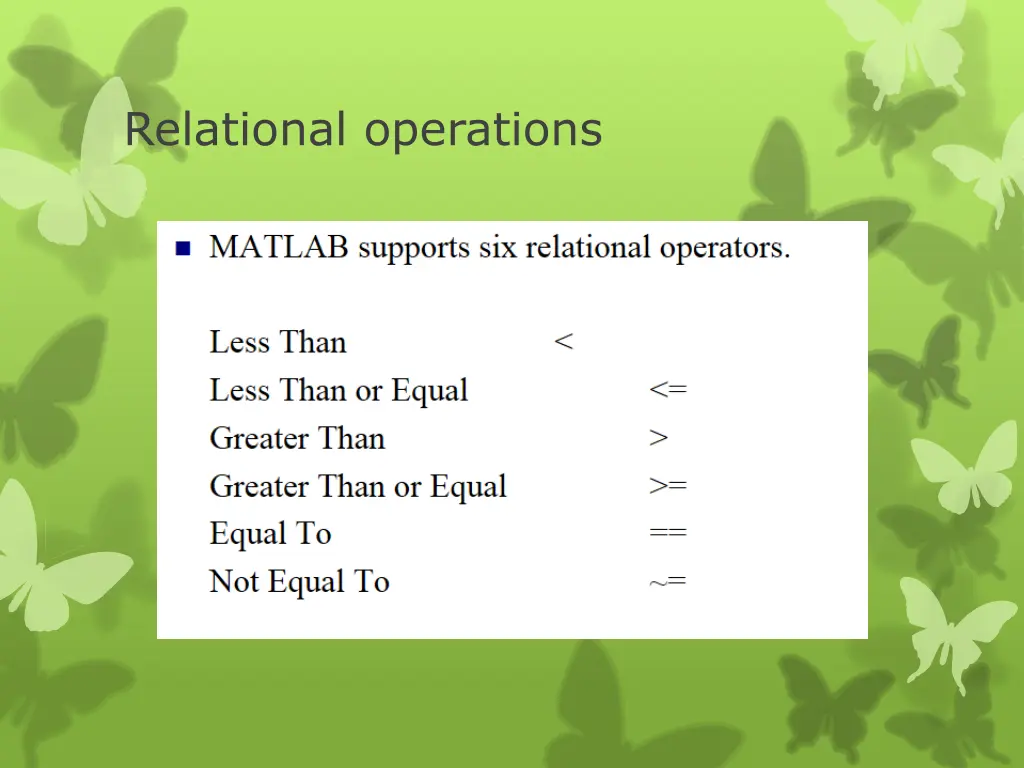 relational operations