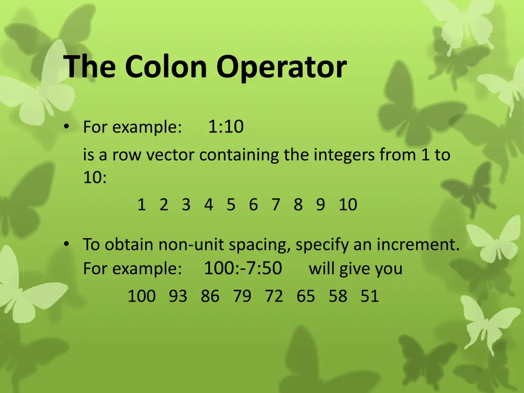 the colon operator