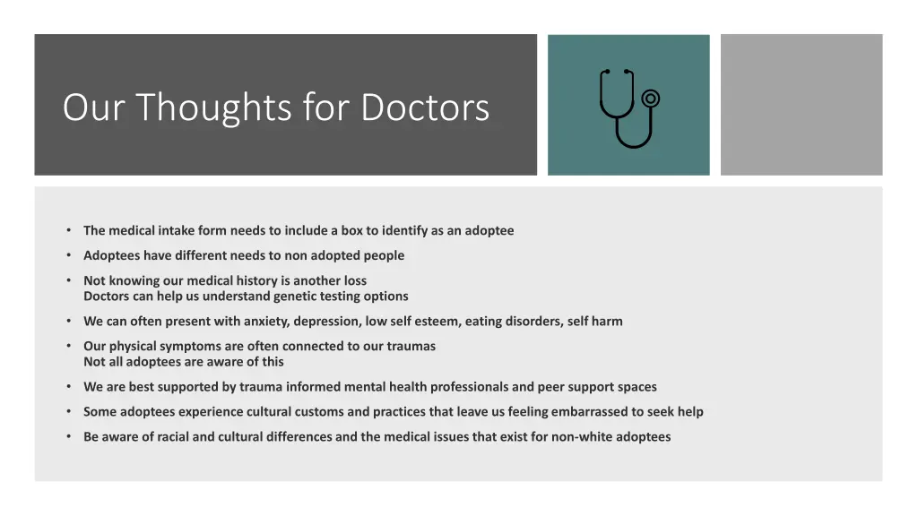 our thoughts for doctors