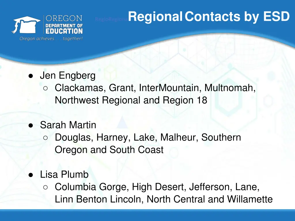 regioregiona regional contacts by esd